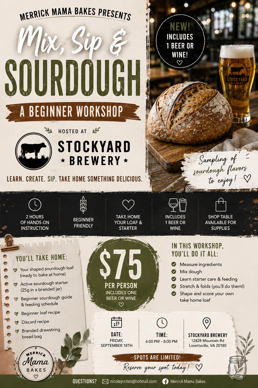 Merrick Mama Sourdough Workshop 09.18.26 6 8 pm